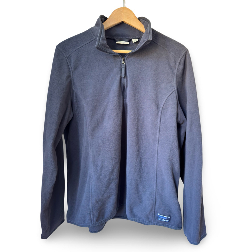 LL Bean Women’s Fleece Quarter-Zip Pullover - Navy Blue, Size Medium